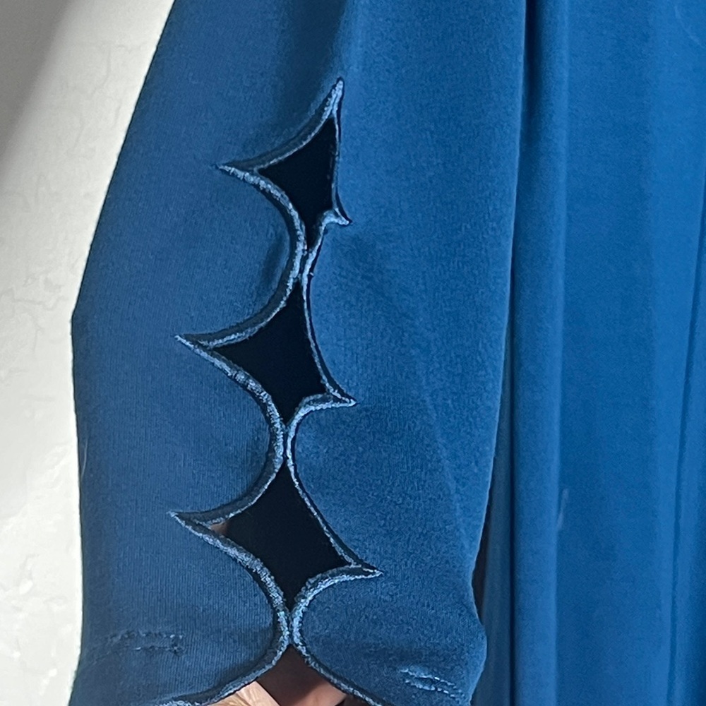 Soft Surroundings Deep Blue Alysia Scallop Sleeve A Line Dress size Small - Picture 6 of 9